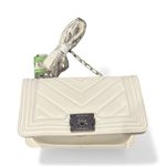 Badgley Mischka  QUILTED OFF-WHITE SILVERTONE CROSSBODY WITH FRAME ON COVER Photo 1