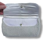 Boutique Vintage Beaded Handbag Purse Clutch Wallet White Silver Photo 2