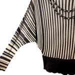 Michael Simon Black White Striped Metallic Sweater Bead Necklace Women’s‎ Medium Photo 3