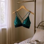PINK - Victoria's Secret Victoria's Secret PINK Velvet Triangle Bralette in green. Photo 2