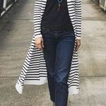 CAbi  Size M #5141 Ivory & dark blue Striped Victory Duster Cardigan Long… Photo 0