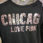 PINK - Victoria's Secret Victoria’s Secret pink Chicago bling shirt light weight black and silver size SM Photo 1