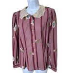 Vintage Campus Casuals Striped Floral Skirt and Blouse Outfit Size Small Purple Photo 3