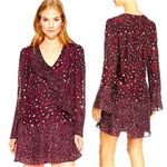 Parker  Silk Purple Leopard Printed Bell Sleeve Kimberly Flounce Dress Small Photo 1
