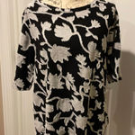 Loft Black and White Floral Blouse Photo 0