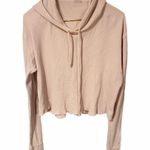 Brandy Melville John Galt One Size Pink Hooded Waffle Knit Thermal Photo 1