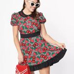 Hello Kitty  x Smak Parlour Rare  Limited Edition Mini Strawberry Floral Dress L Photo 2
