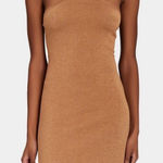 Intermix NEW Ruthie Metallic Knit Halter Mini Dress Party Cocktail Holiday Beige Photo 0