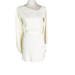 Lovers + Friends  Revolve Makya Off Shoulder Sweater Mini Dress in Cream Size S Photo 2