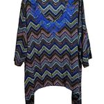 Calessa Tunic Top Womens 2X Multicolor Chevron Print Accordion Stretch Blouse Photo 0