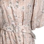 We Are Kindred Isobel Linen Button Down Belted Shirt Dress in blush floral 10 White Photo 3