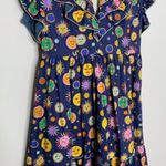 Celia B Atlas Dress Midi Navy Multi Womens New Size Medium Summer Belted Blue Photo 5