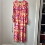 Never Fully Dressed Geometric MIDI Pink and Orange DRESS Size 4 Photo 4