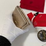 NWOT Authentic Carolina Herrera Gold Genuine Leather Quilted Wallet Silver Photo 4