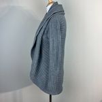 Garnet Hill Cardigan Sweater Small S/M Gray Open Front Ribbed Long Sleeve Knit Photo 4
