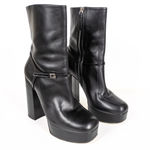 Gucci Tiarah Black Leather Platform Boots G Logo Square Toe Women's EU 37.5 Photo 2