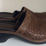Ecco  Brown Mules Braided Leather Clogs 41 Casual Boho style  Photo 2