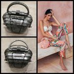 Cult Gaia 💕💕 Lillith Bag ~ Acrylic Mini Top Handle Bag Collapsible Gray Marble Photo 2