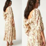 Free People  XL Ethereal Oasis Printed Midi Dress Ivory Bohemian Cottage Photo 5
