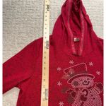 AMANA Red Snowman Rhinestone Hoodie Sweater Christmas Holiday XL Photo 5
