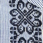 For Cynthia Linen Blend Stripe Embroidered Tunic Top Lagenlook Photo 4