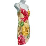 Y2K Pink Yellow Tan Floral Rhinestone Sleeveless Mini Dress 44 / M Angelo Marani Size M Photo 2