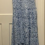Light Blue Lace Crochet Midi Dress Women’s Size Medium Fairy Feminine Preppy Photo 0