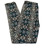 Black Teal Buttery Soft Elastic Waist Aztec Leggings One Size NWOT #6665 Photo 0