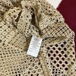 Susan Graver  Weekend beige perforated hooded drawstring beach coverup poncho Photo 2