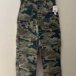 Free People NWT Size 24 Camo High Rise Denim Straight Leg Pants Photo 3