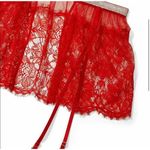 Victoria's Secret Red XS/S VERY SEXY SHINE STRAP LACE SKIRT w/ GARTERS SHEER NWT Photo 1