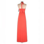 Boston Proper | Chic Hot Coral Halter Maxi Floor Length Dress Size XS NWT Photo 2