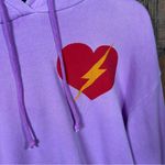 Aviator Nation  Purple Heart Lightning Hoodie Oversized Pullover Sweatshirt Small Photo 1
