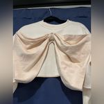 Anthropologie Elegant Cream Cropped Sweatshirt with Draped Front Photo 8