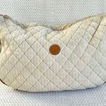 Fendi Vintage Cream White Quilted Faint Stripe Hobo Slouch Fabric Canvas Bag Photo 9