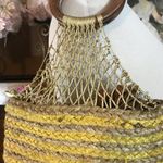 Nanette Lepore  YELLOW & BEIGE STRAW BAG WITH WOODEN HANDLE "CLEMENTINE" Photo 6