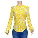 ROUJE PARIS Palmyra Long Sleeve Shirt, Yellow Watercolor Peony Print, FR44/US12 Size 12 Photo 8