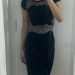 Valentino silk wool blend black lace trim knee length bodycon dress Size XS Photo 0