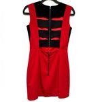 MASON ELASTIC CUTOUT BACK SLEEVELESS RED BLACK SHEATH DRESS 4 Photo 6