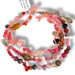 Free People Ariana Ost Rayland Anklet Pink Bohemian Beach Pearl Cross Layered Photo 4