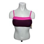 Kona Sol Burgundy Pink Colorblock Square Neck Bandeau Swim Top Size Medium NWT Photo 1