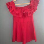 Urban Outfitters UO red off shoulder ruffle romper Photo 7