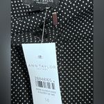 Ann Taylor NWT  Polka Dot PANTS Black, Womens Sz 14 w/Stretch Textured Bus Casual Photo 1