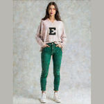 Vintage Cheer Letterman’s Sweater E College Sports Team E Green V Neck sweater Size M Photo 1