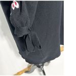 ZARA Floral Embroidered Sleeves Tie Knit Dress Sweater Black Women's Size Medium Photo 3