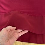 Loft szS burgundy top sheer fabric at hem neckāarm holes buttonādetail EUC Photo 2