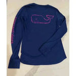 Vineyard Vines  Performance Blue Long Sleeve Top Pink Logo Women's Small Photo 4