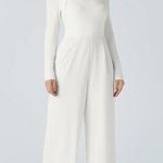 Halara Long Sleeve Wide Leg Jumpsuit Casual White Stretch Bridal Small Photo 0