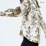 ZARA  Animal Tropical Print Oversized Half Button Up shirt sz M boho artsy monkey Photo 2