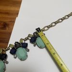 J.Crew Women’s Signed  Brass Tone / Rhinestone Costume Necklace Blue Grey ￼Green Photo 11